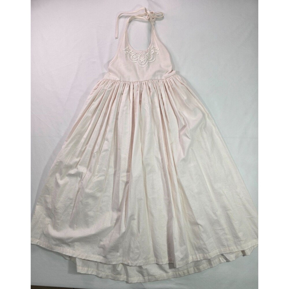 Dollcake Forever Girl Dress Cream Halter Embroidered Sleeveless Dress Sz 7 NEW